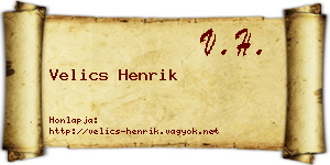 Velics Henrik névjegykártya